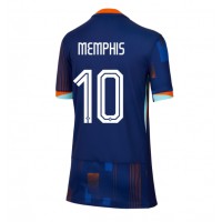 Camiseta Países Bajos Memphis Depay #10 Segunda Equipación Replica Eurocopa 2024 para mujer mangas cortas